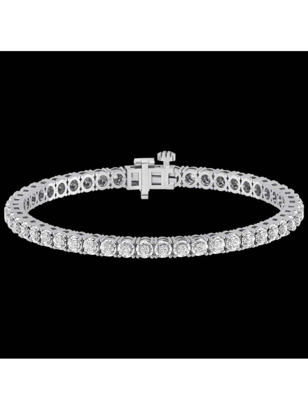 DIAMOND TENNIS BRACELET 1 CARAT TW GENUINE STERLING SILVER GOLD PLATED